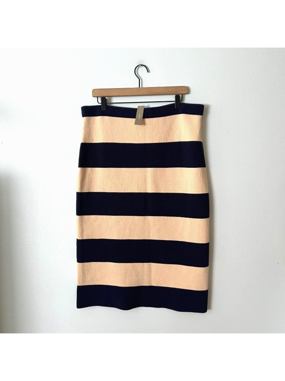 NWT J. Crew Sweater Skirt Rugby Stripe Navy Cream Women's Size XXL